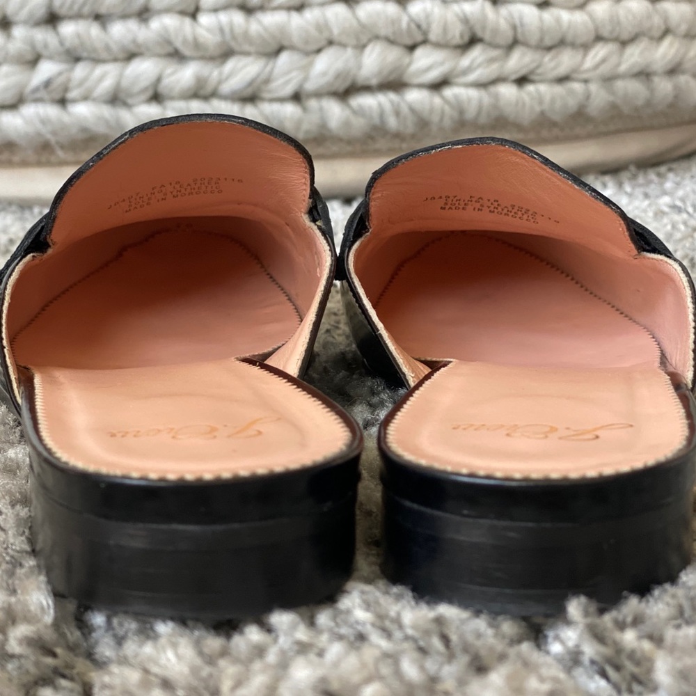 J. Crew Black Patent Leather Backless Penny Loafers - Picture 7 of 10